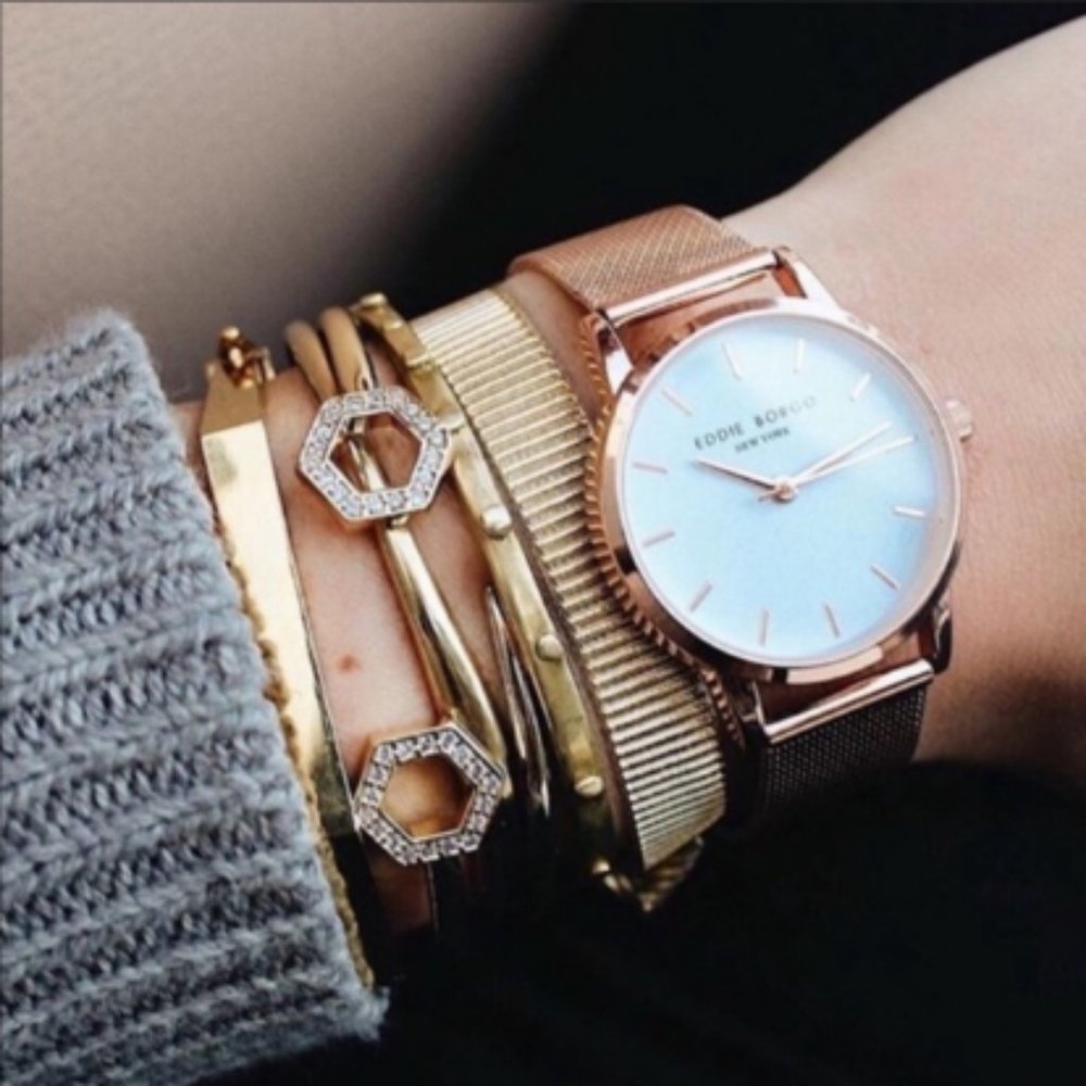 Eddie Borgo The Soho Rose Gold Watch-Woven Strap Quartz Movement